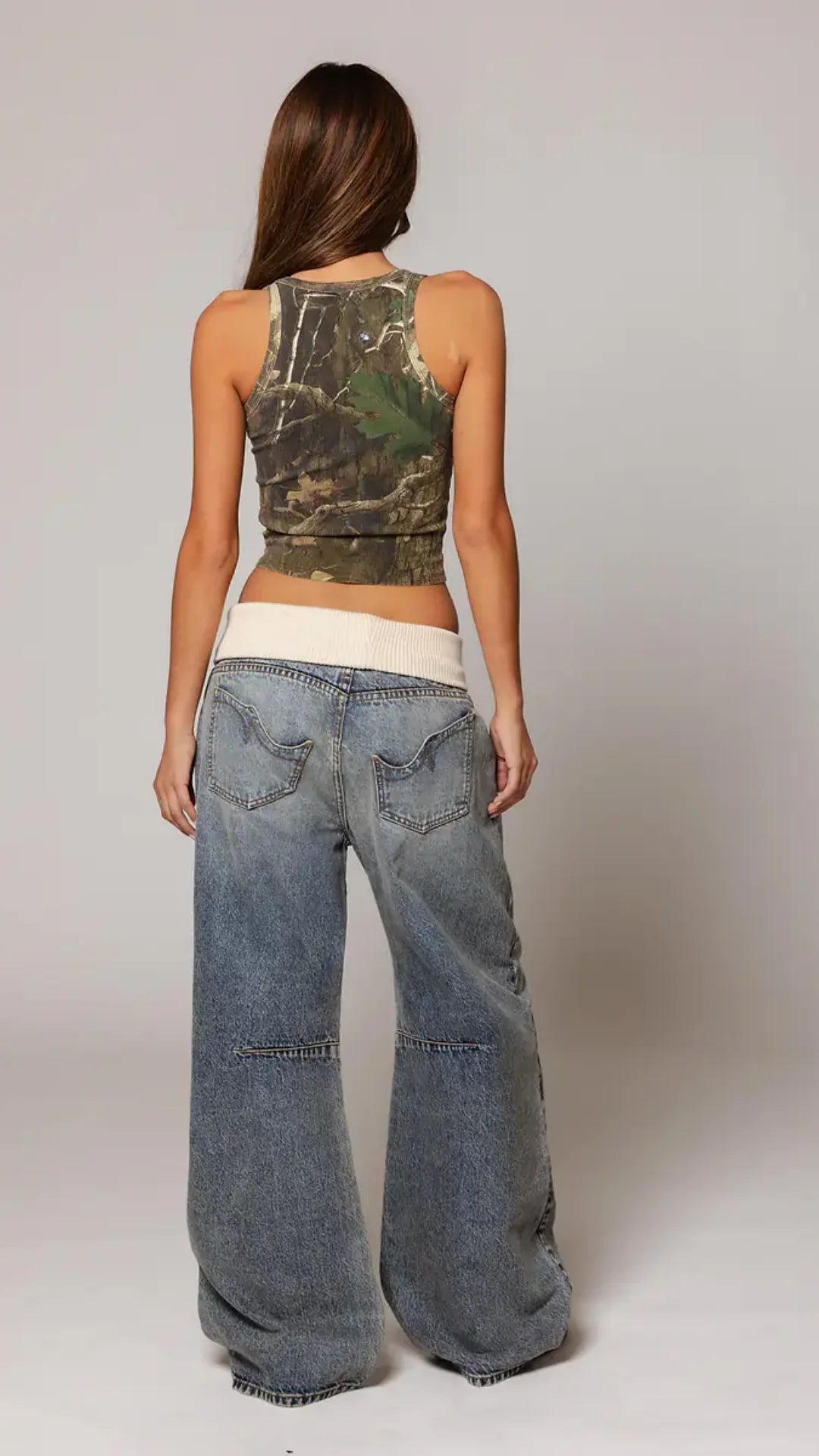 Vintage Blue Fold-Over Jeans